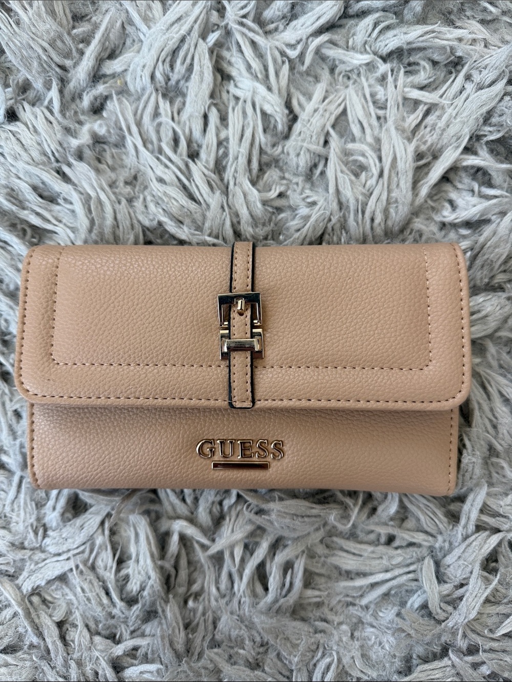 GUESS Beige Leather Buckle Wallet